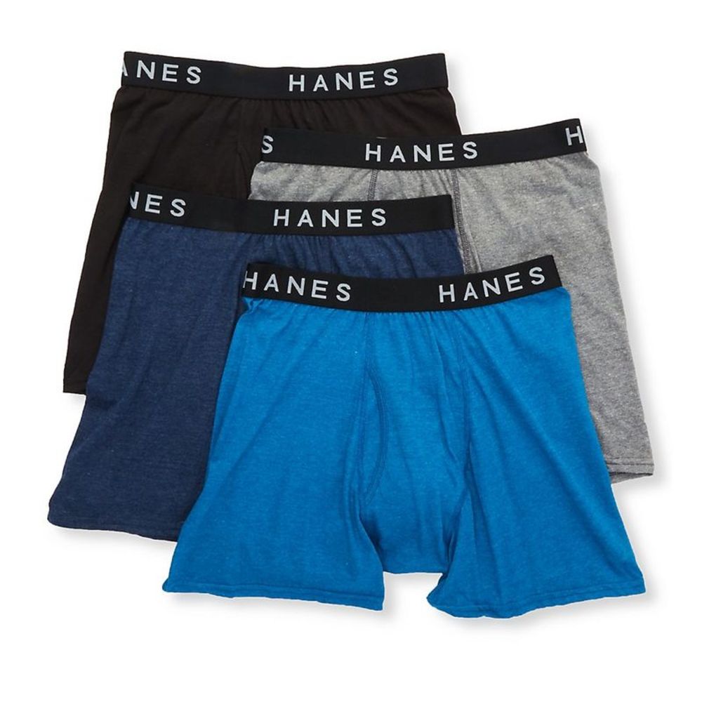 Hanes Ultimate Comfortblend Boxer Briefs - 4 Pack -  Black/Grey Assorted  UBBBA4